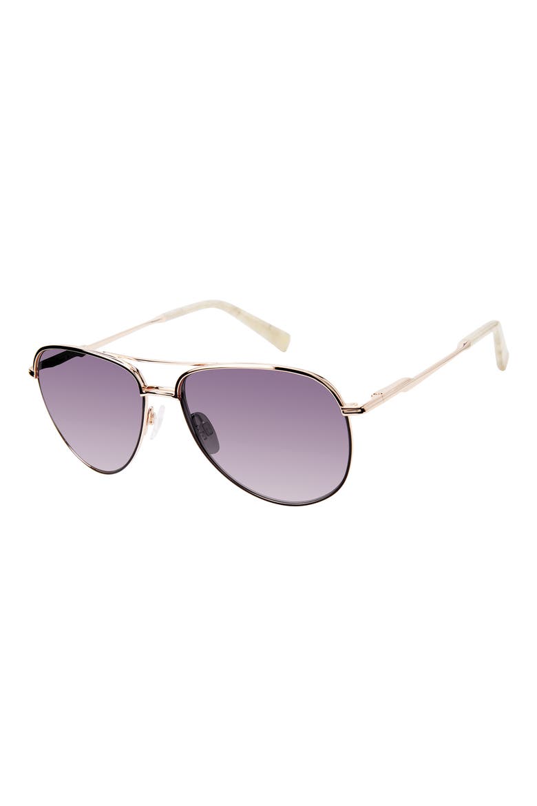 57mm Aviator Sunglasses, Alternate, color, GOLD