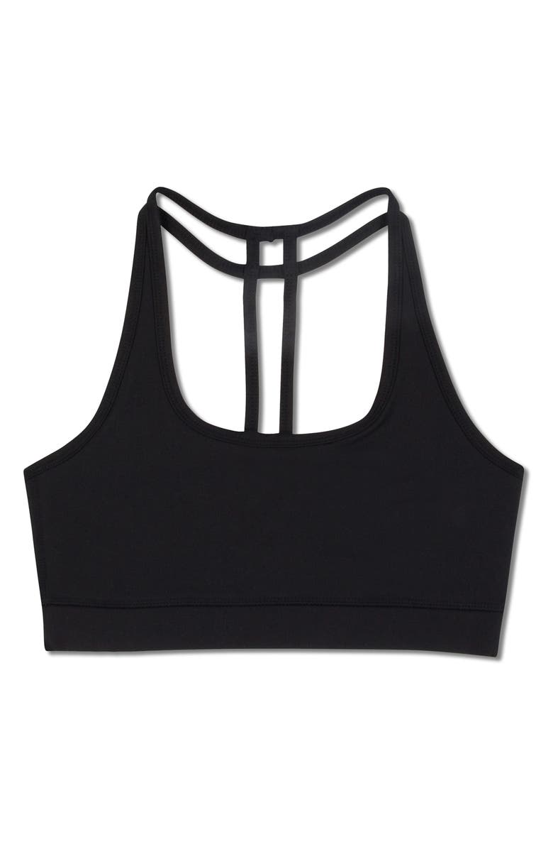Threads 4 Thought Malana T-Back Sports Bra, Alternate, color, Jet Black