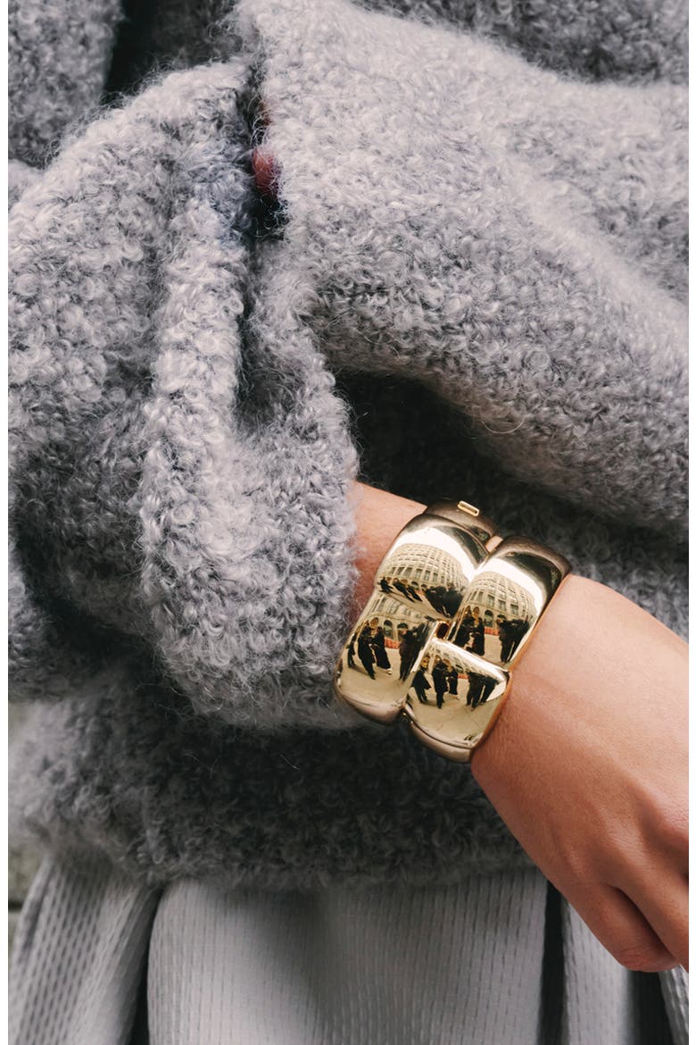 Mega Woven Square Bangle, Alternate, color, HIGH POLISH GOLD