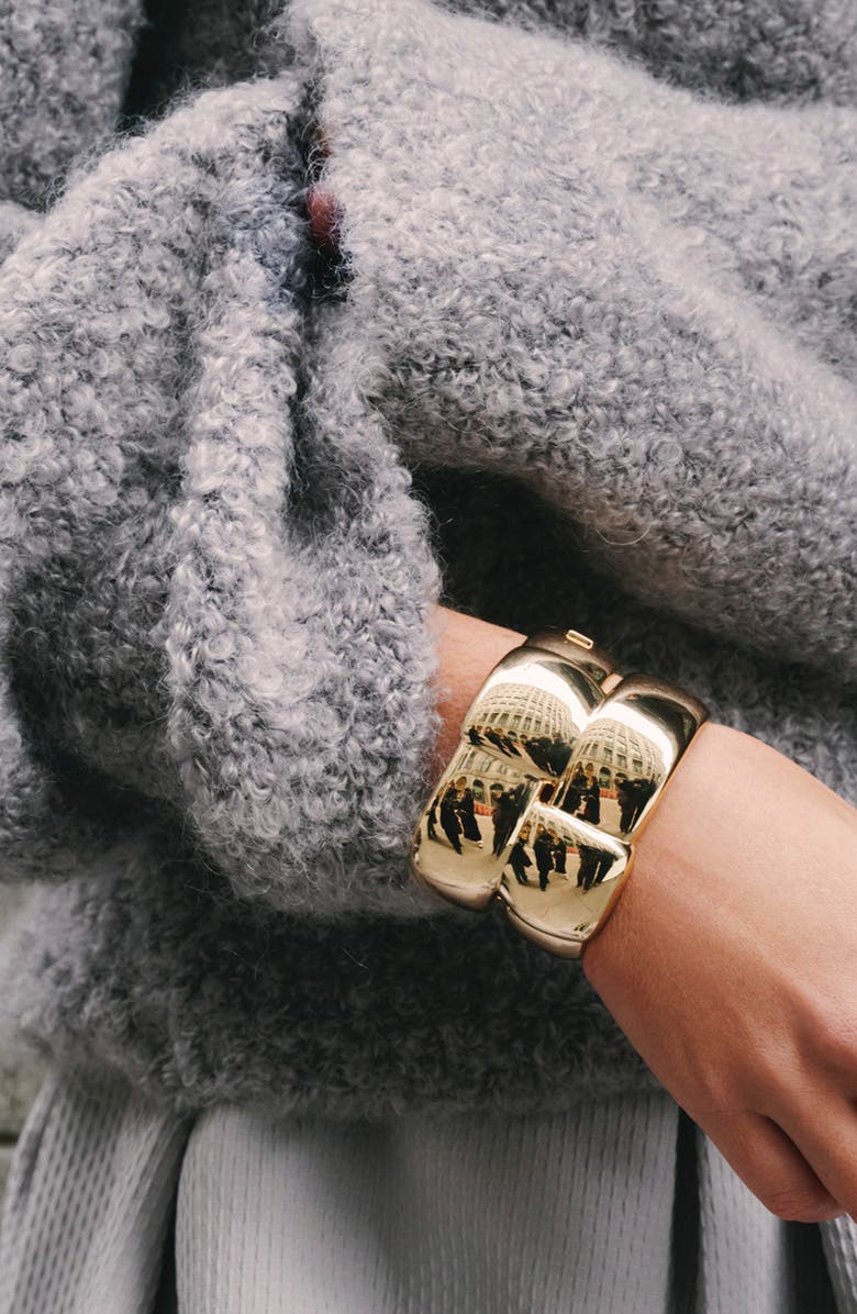 JENNY BIRD Mega Woven Square Bangle, Alternate, color, High Polish Gold