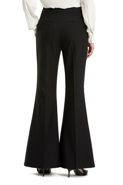 Mac Duggal Classic Crepe Flared Trouser Pant In Black