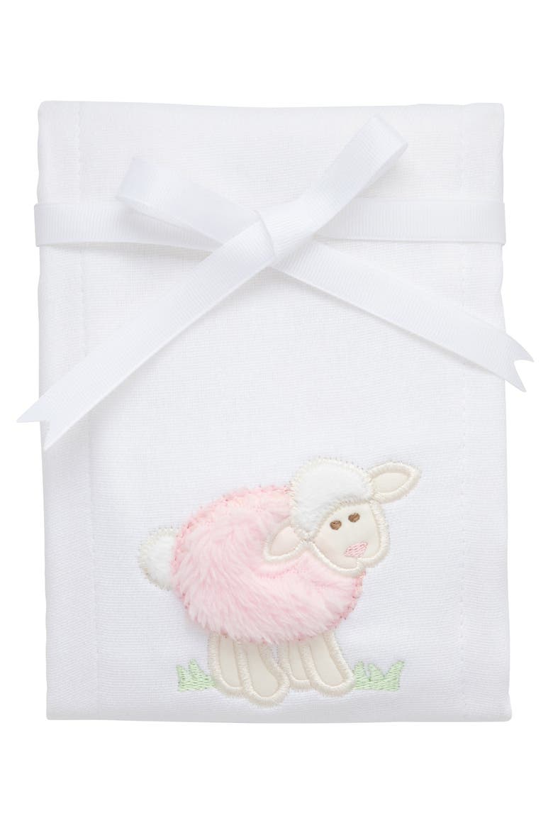 Playful Pals Applique Burp Cloth, Main, color, Pink Lamb