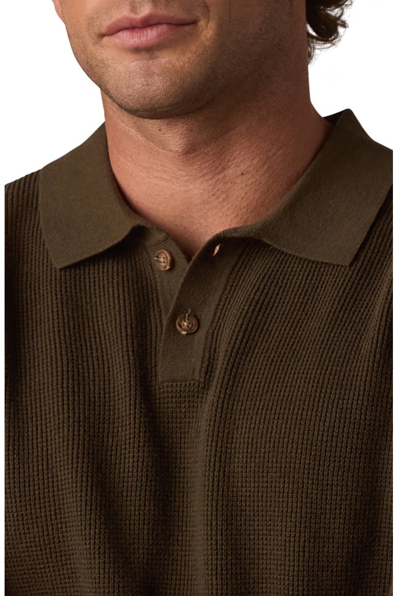 Robles Long Sleeve Waffle Cotton Polo Sweater, Alternate, color, ALPINE