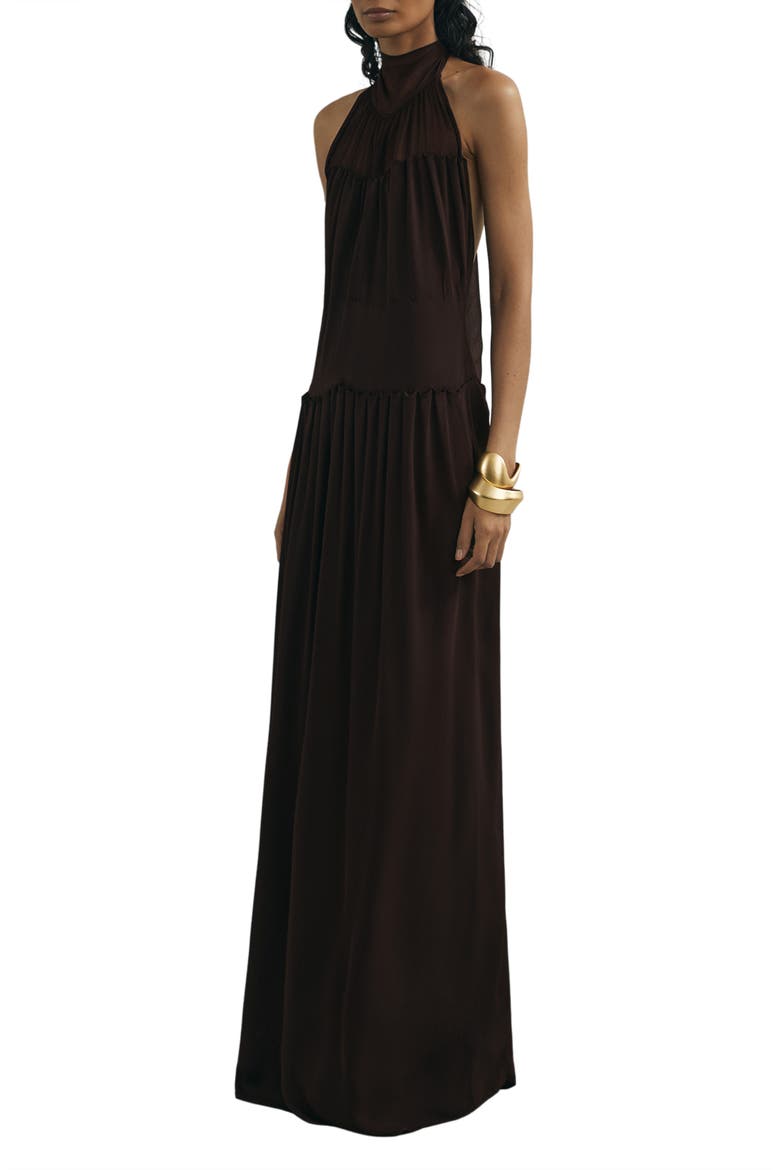 Luna Halter Gown, Main, color, CHOCOLATE
