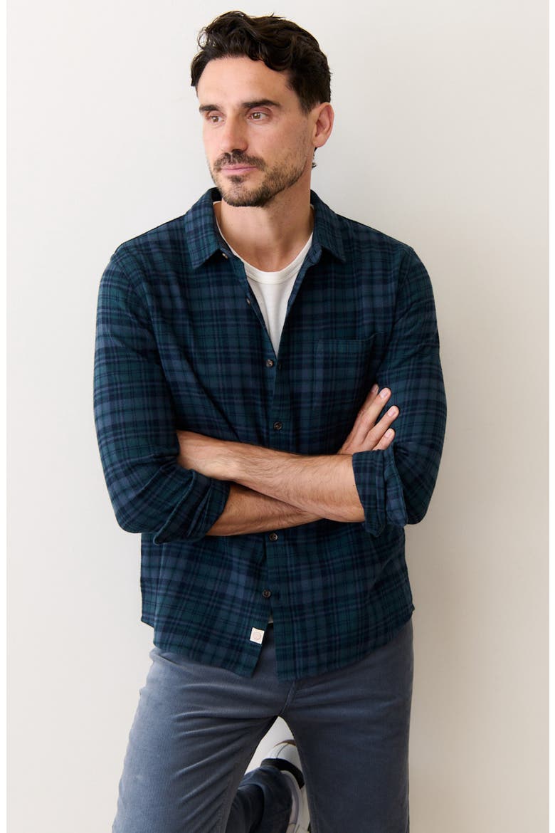 Tahoe Plaid Flannel Button-Up Shirt, Alternate, color, GREEN/ NAVY PLAID