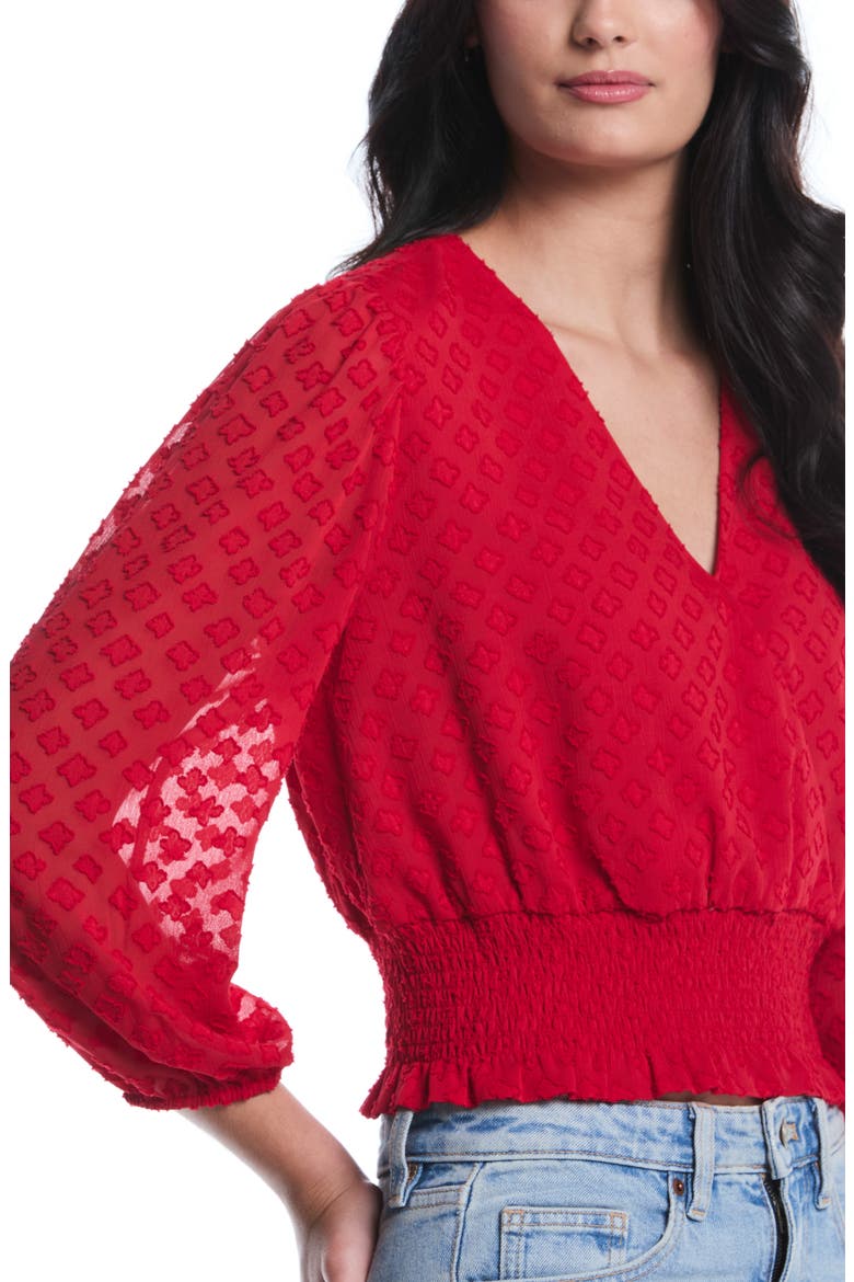 Smocked Balloon Sleeve Top, Alternate, color, SALSA
