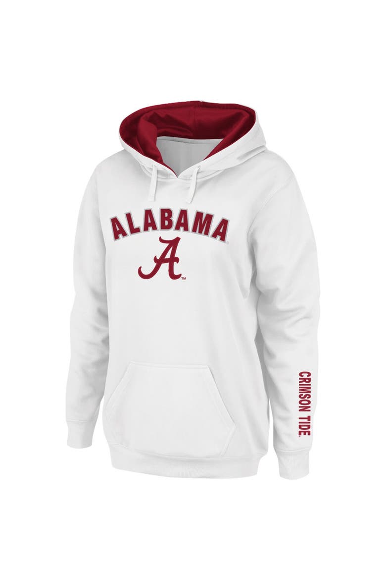 Women's White Alabama Crimson Tide Arch & Logo 1 Pullover Hoodie, Main, color, White