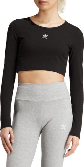 adidas Originals Trefoil Essentials Rib Long Sleeve Crop Top