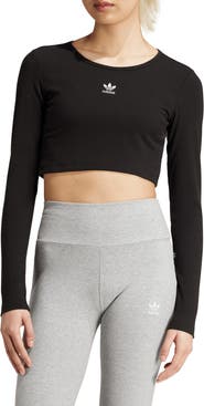 adidas Trefoil Essentials Rib Long Sleeve Crop Top