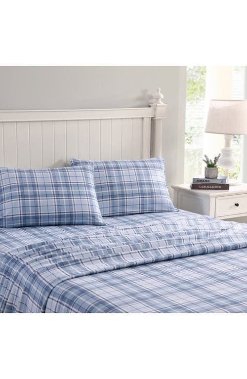 Laura Ashley Mulholland Plaid Cotton Flannel King Sheet Set In Blue