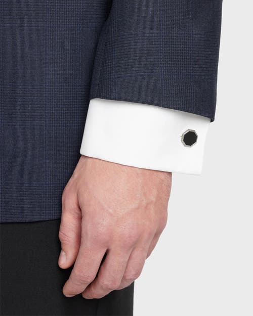 Jan Leslie Octagon Gemstone Antique Sterling Cufflinks In Black