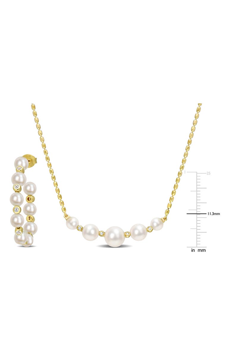 DELMAR Freshwater Pearl & White Topaz Necklace & Hoop Earrings Set, Alternate, color, White