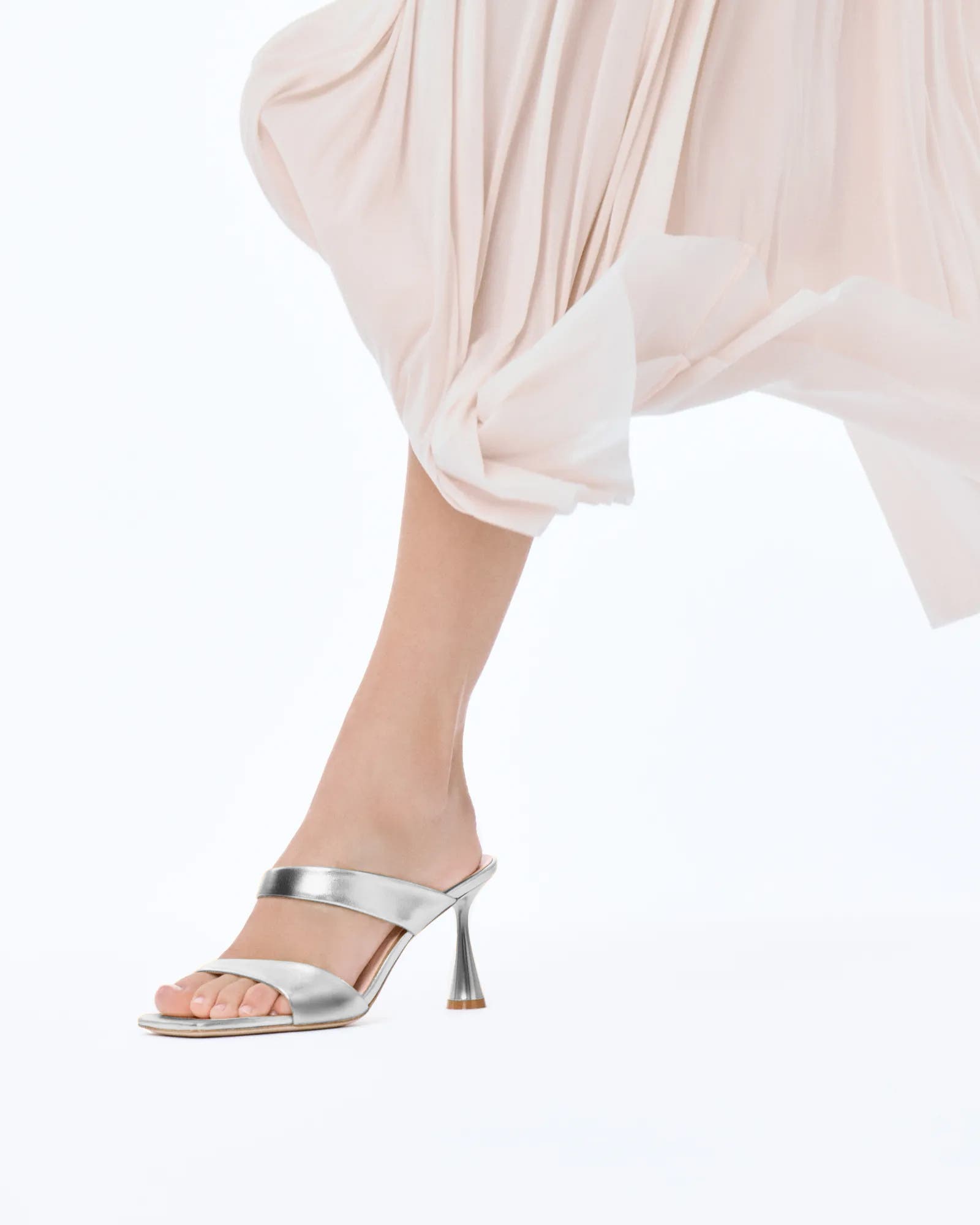 Tara Square Toe High Heel Mule Sandal, Alternate, color, Silver