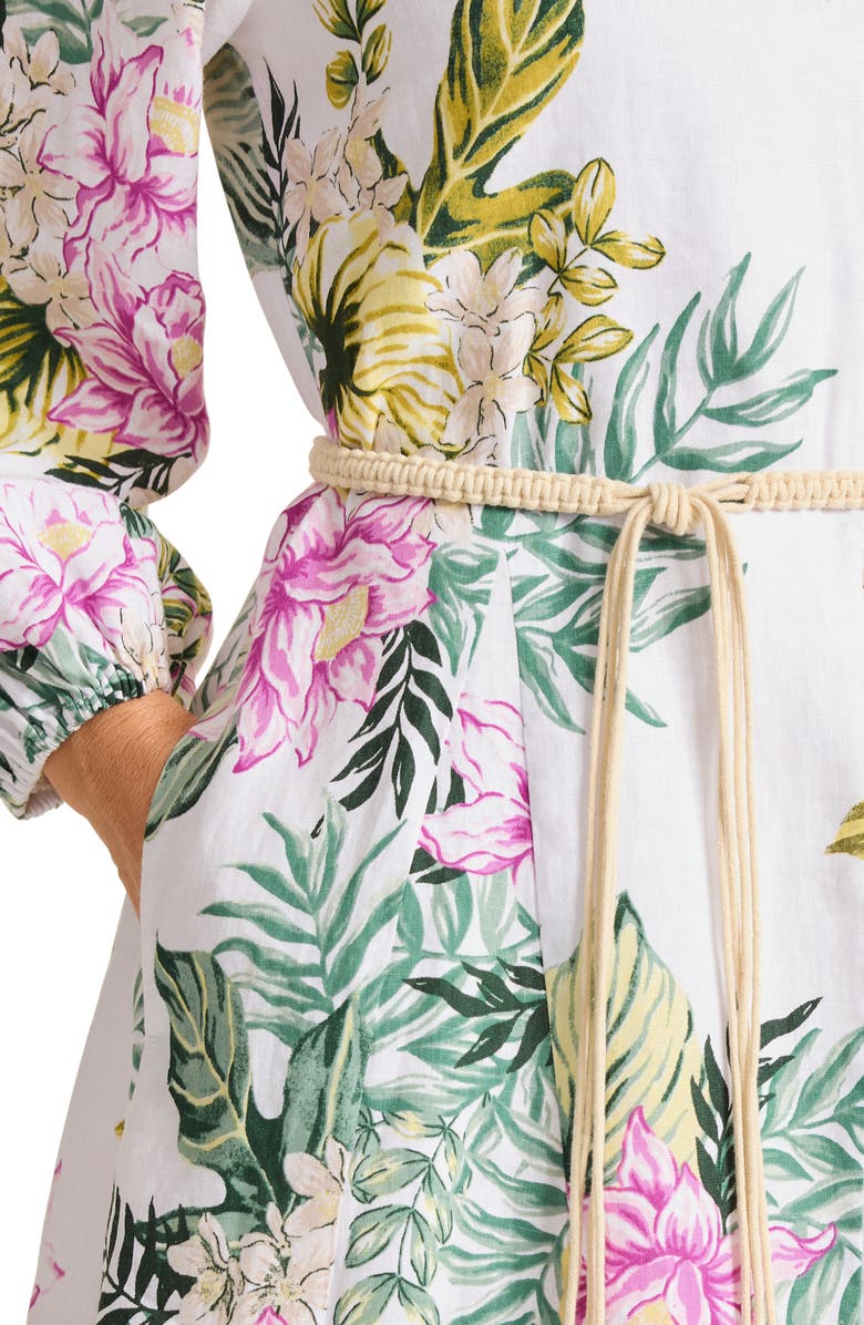 Tommy Bahama Petal of Luxury Long Sleeve Linen Dress, Alternate, color, White