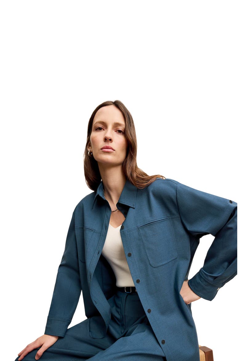 Russell Button Down - Washable Wool Twill, Alternate, color, Bluebell