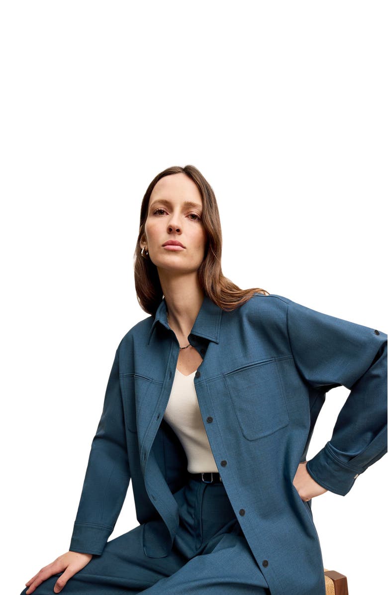 M.M.LaFleur Russell Button Down - Washable Wool Twill, Alternate, color, Bluebell