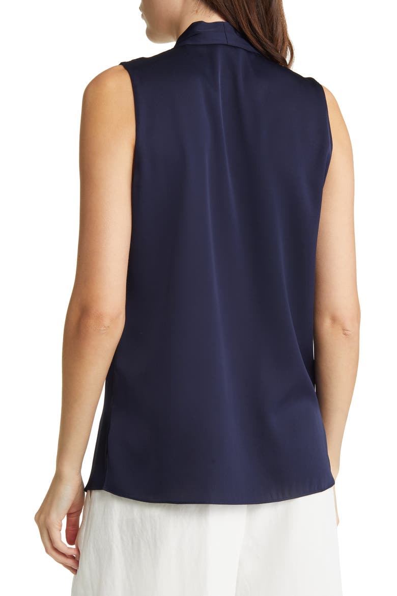'Mila' Sleeveless Stretch Silk Blouse, Alternate, color, MIDNIGHT