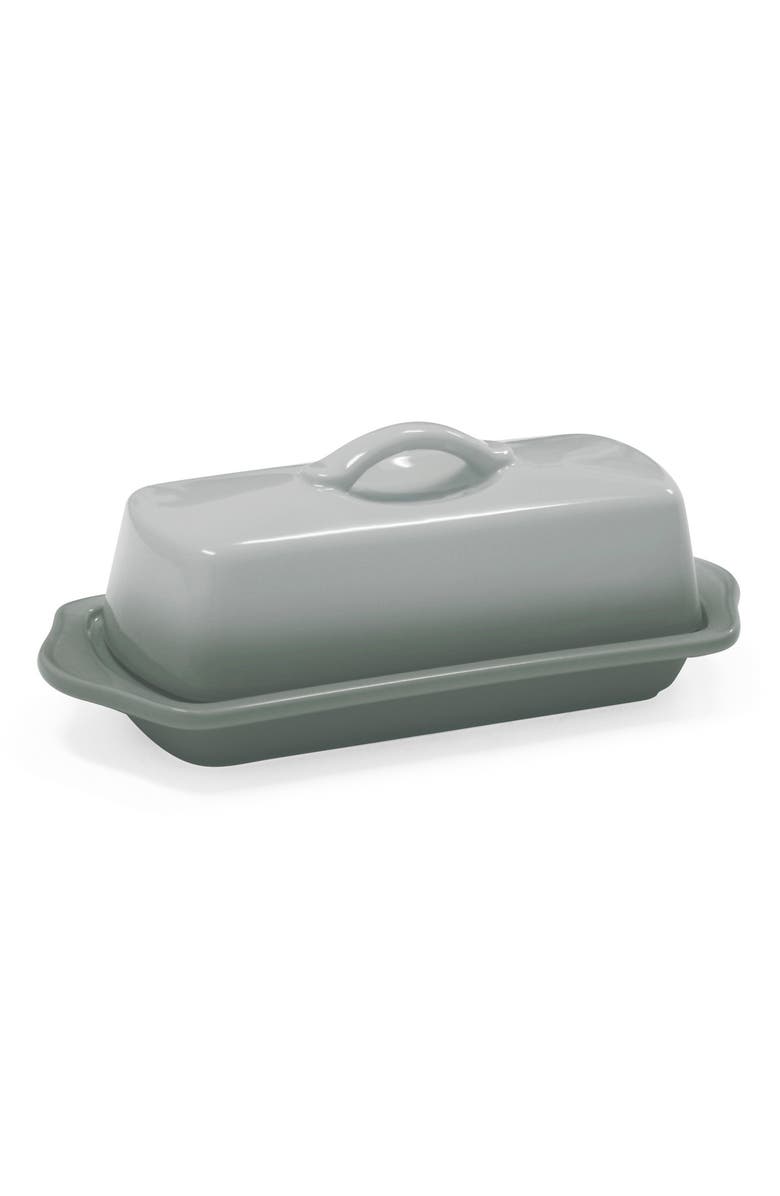 CHANTAL Full Size Ceramic Butter Dish, 8.5 Inch, Main, color, Fade Gray