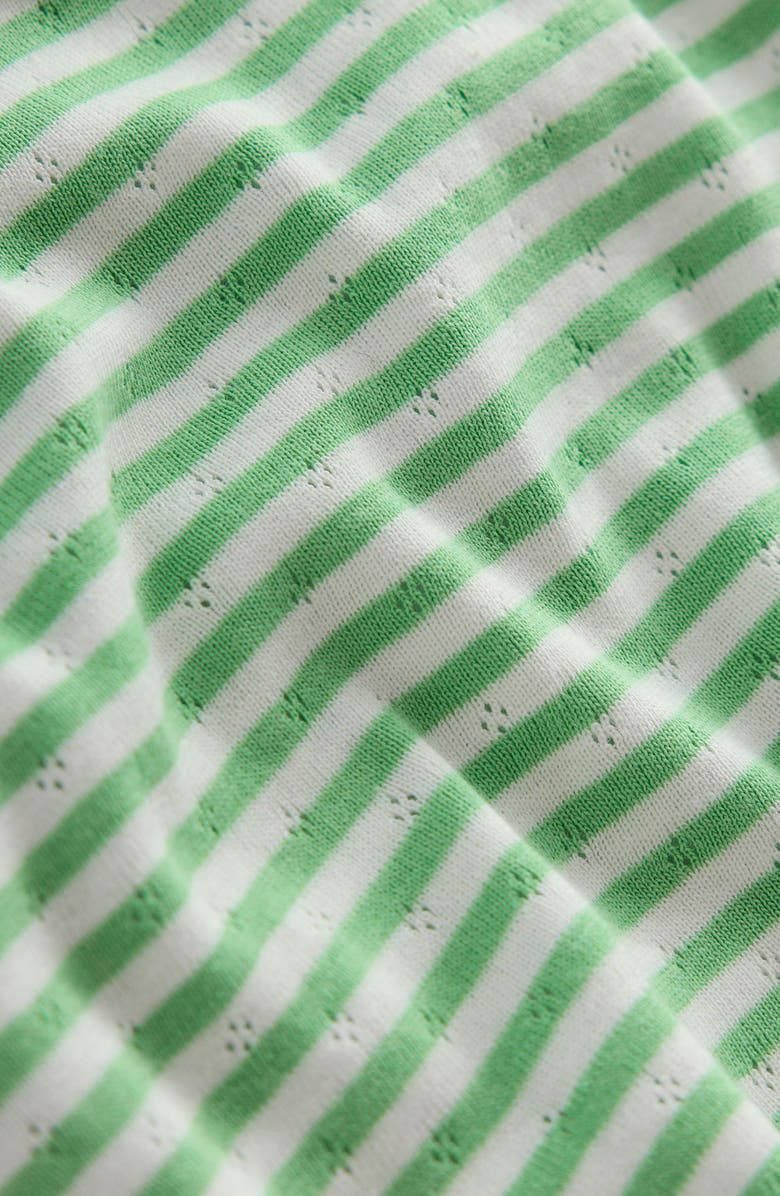 Mini Boden Kids' Stripe Pointelle Cotton Puff Sleeve Top, Alternate, color, 