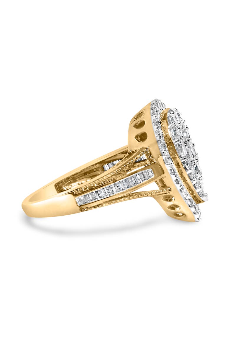10K Gold Over Silver 1 1/2 Cttw Diamond Pear Shape Cocktail Ring, Alternate, color, Yellow Gold over Silver