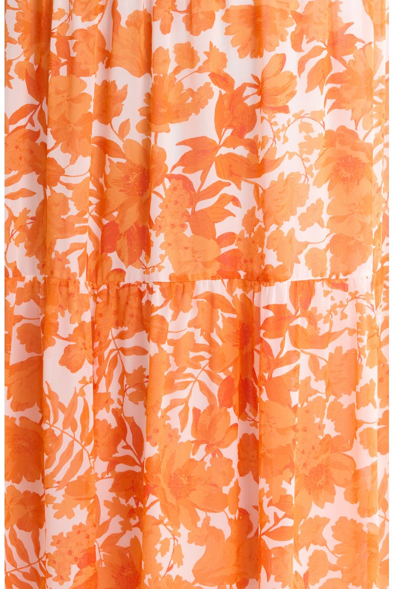 Tangelo Floral Print Maxi Dress, Alternate, color, ORANGE-WHITE