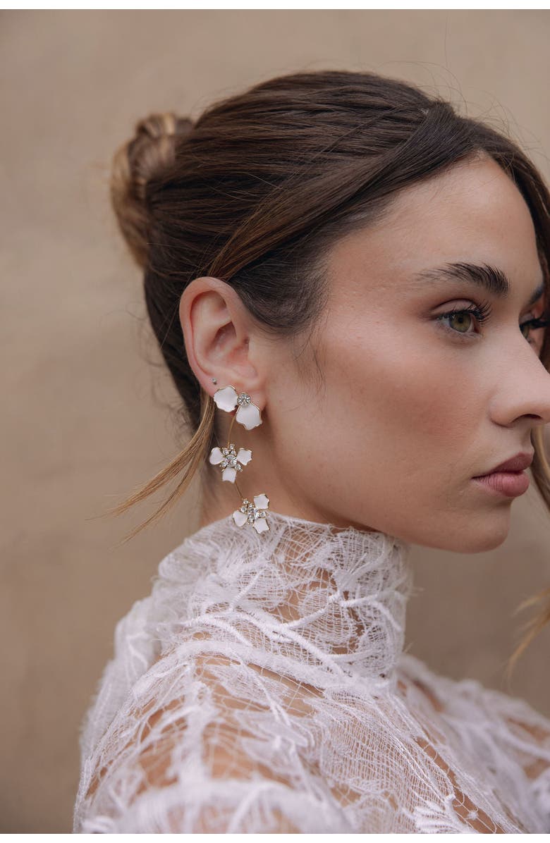 Untamed Petals Cove Crystal Statement Earrings, Alternate, color, Gold