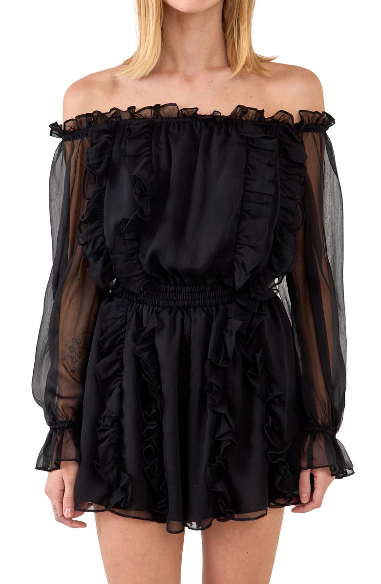 Endless Rose Off the Shoulder Chiffon Romper, Alternate, color, 