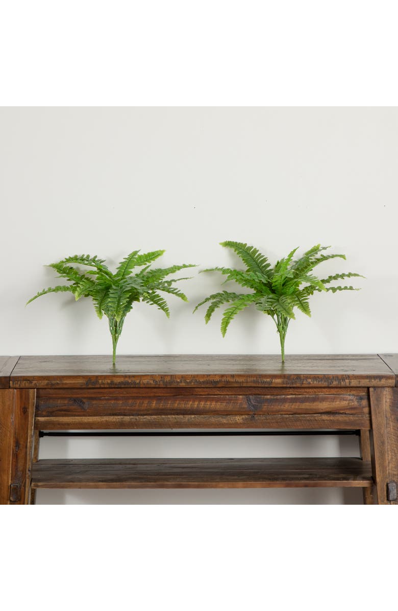 NEARLY NATURAL 19-in UV Resistant Artificial Boston Fern (Indoor/Outdoor) - Set of 2, Alternate, color, Green
