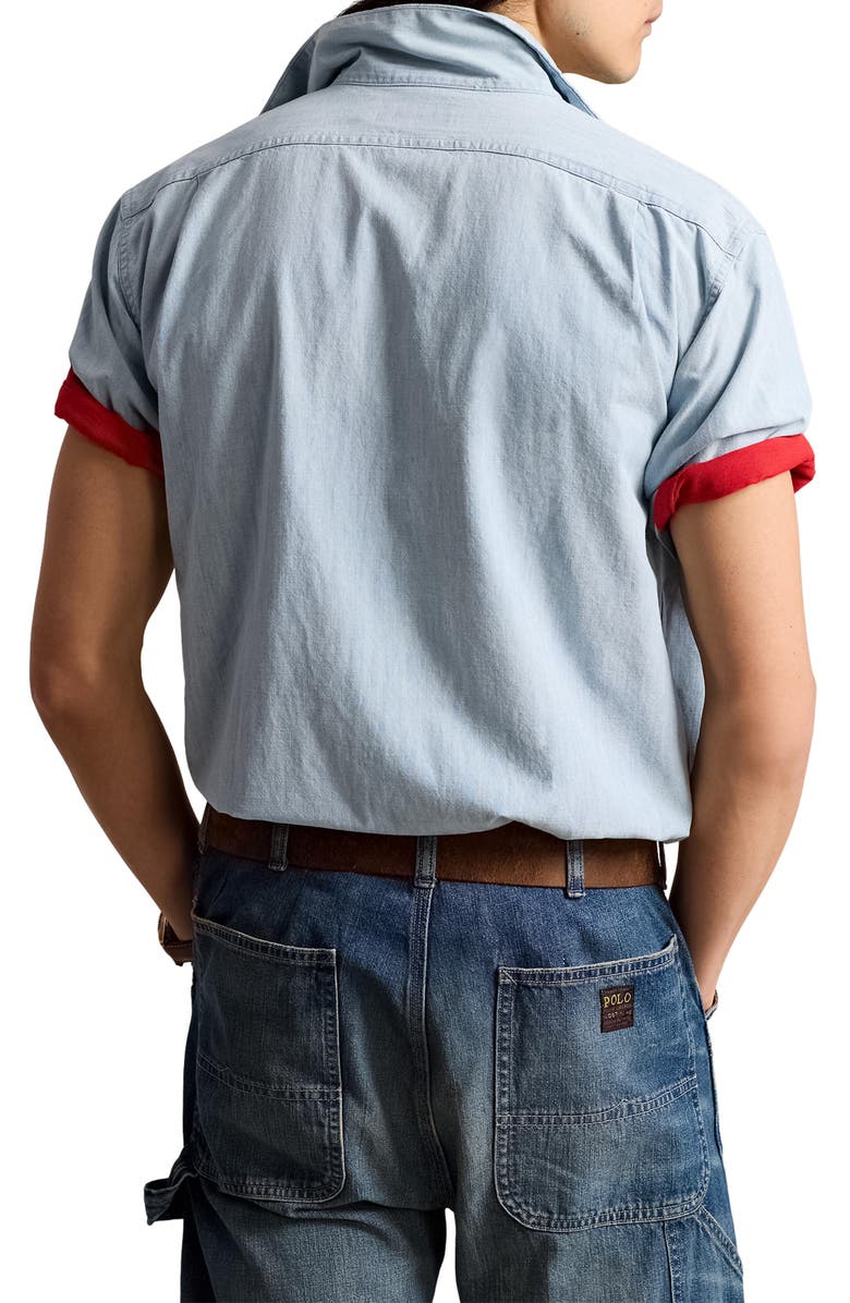 Polo Ralph Lauren Short Sleeve Chambray Button-Up Shirt, Alternate, color,