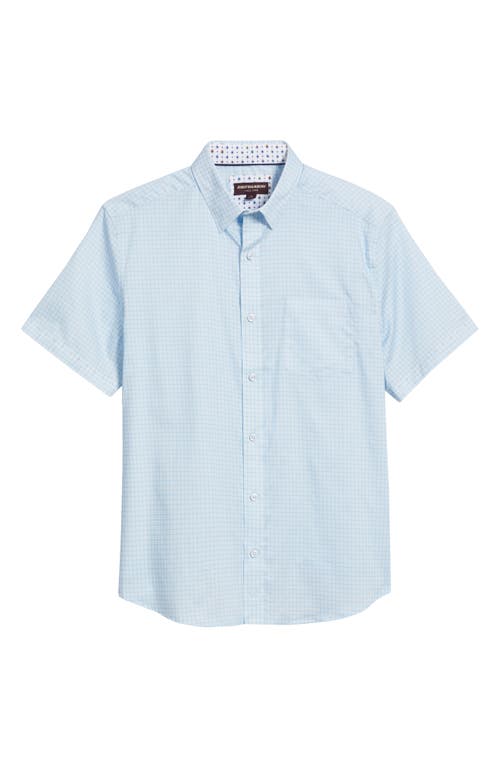 Johnston & Murphy Diamond Print Short Sleeve Button-up Shirt In Blue