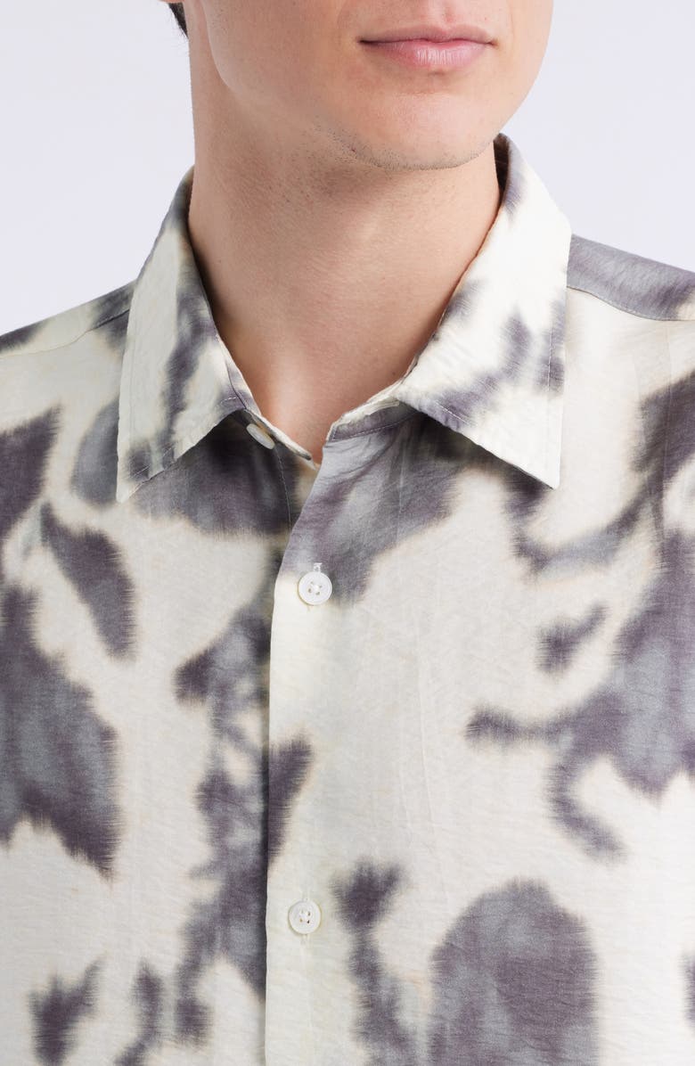 NN07 Freddy 5971 Abstract Floral Short Sleeve Modal Blend Button-Up Shirt, Alternate, color, Ecru Print