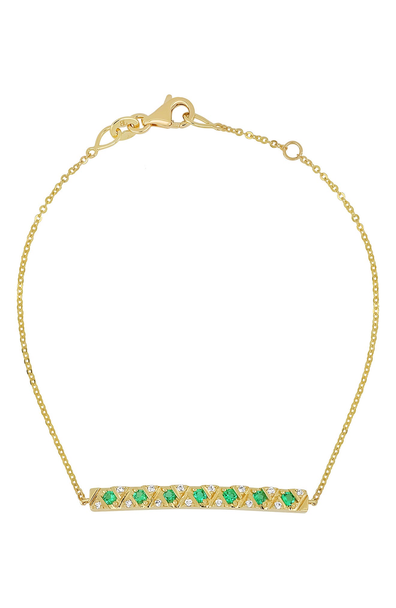El Mar 18k Gold Emerald and Diamond Bracelet
