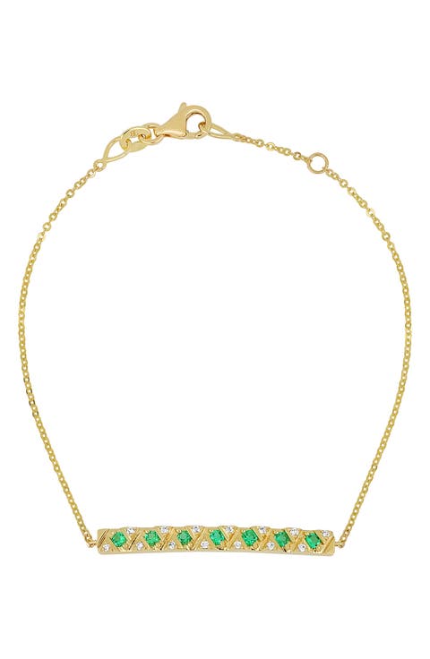 El Mar 18k Gold Emerald and Diamond Bracelet