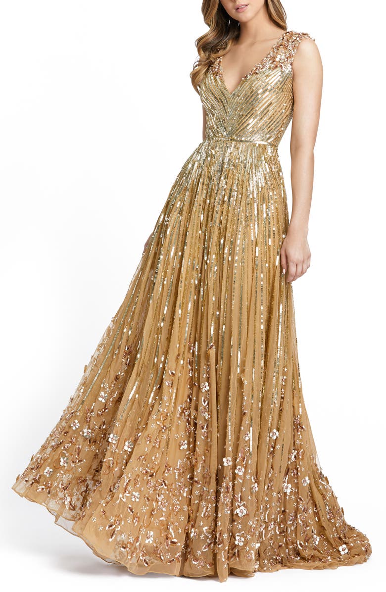 Mac Duggal Sequin Embellished A-Line Gown, Main, color, 