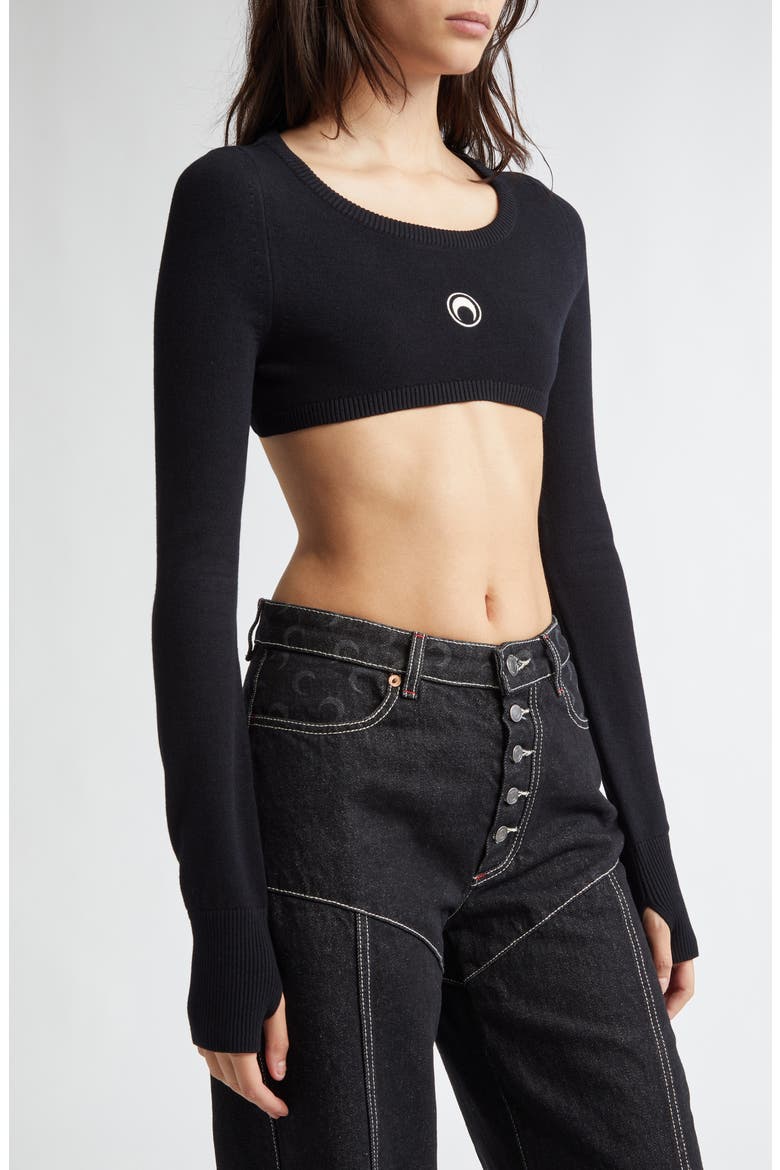 Moon Logo Ultracrop Sweater, Alternate, color, BLACK
