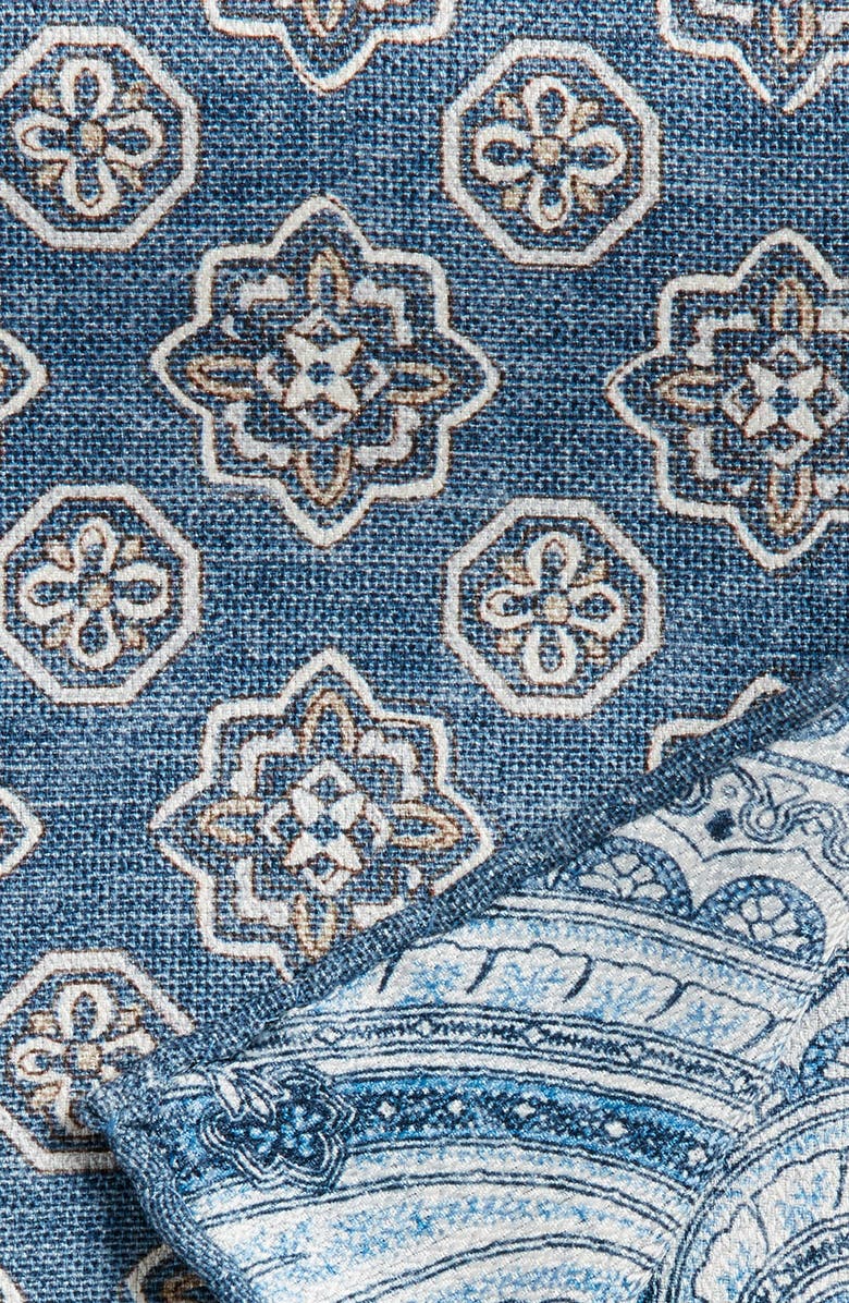 EDWARD ARMAH Medallion & Paisley Reversible Silk Pocket Square, Alternate, color, 