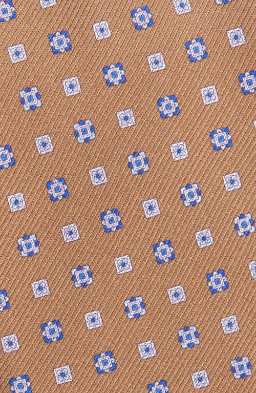 David Donahue Geometric Medallion Print Silk Tie In Cocoa