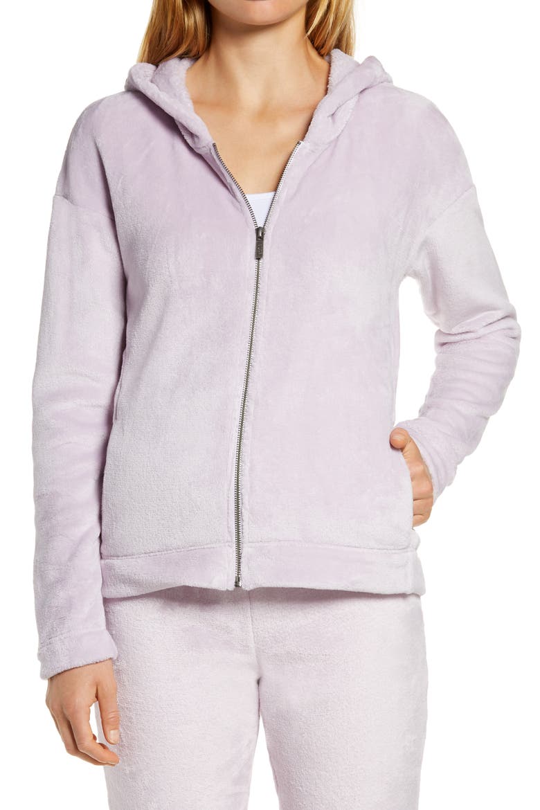 Tasha Double Face Fleece Zip Hoodie, Alternate, color, LILAC FROST