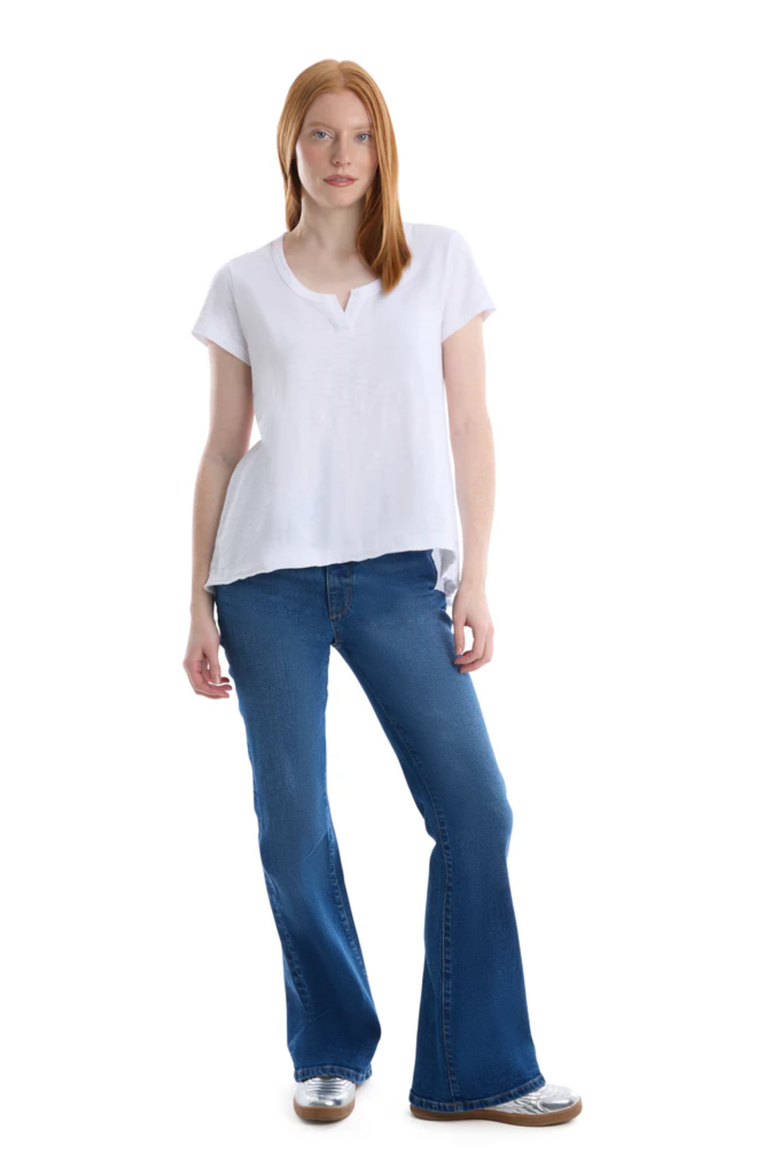 Short Sleeve Placket Hi-Lo Tee, Alternate, color, White