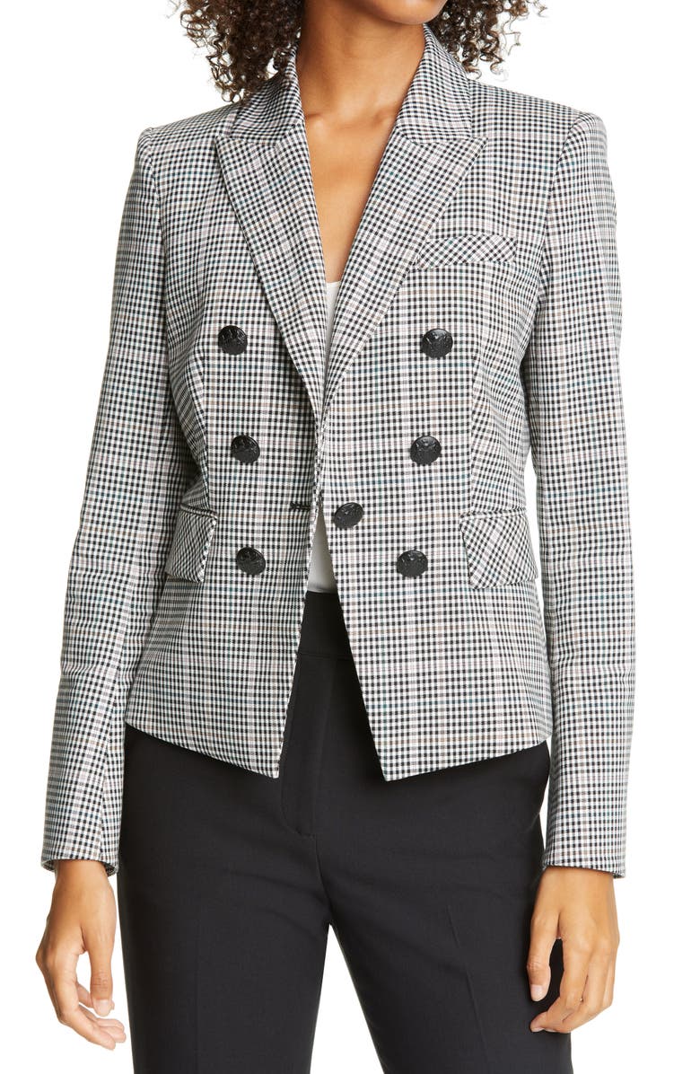 Veronica Beard Diego Check Cotton Blend Dickey Jacket, Main, color,