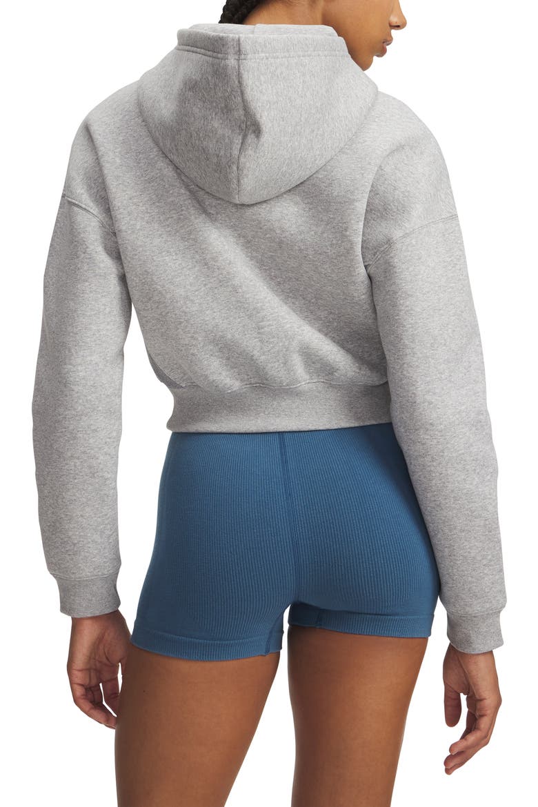 Icon Fleece Crop Hoodie, Alternate, color, GRAY LIGHT HEATHER / WHITE