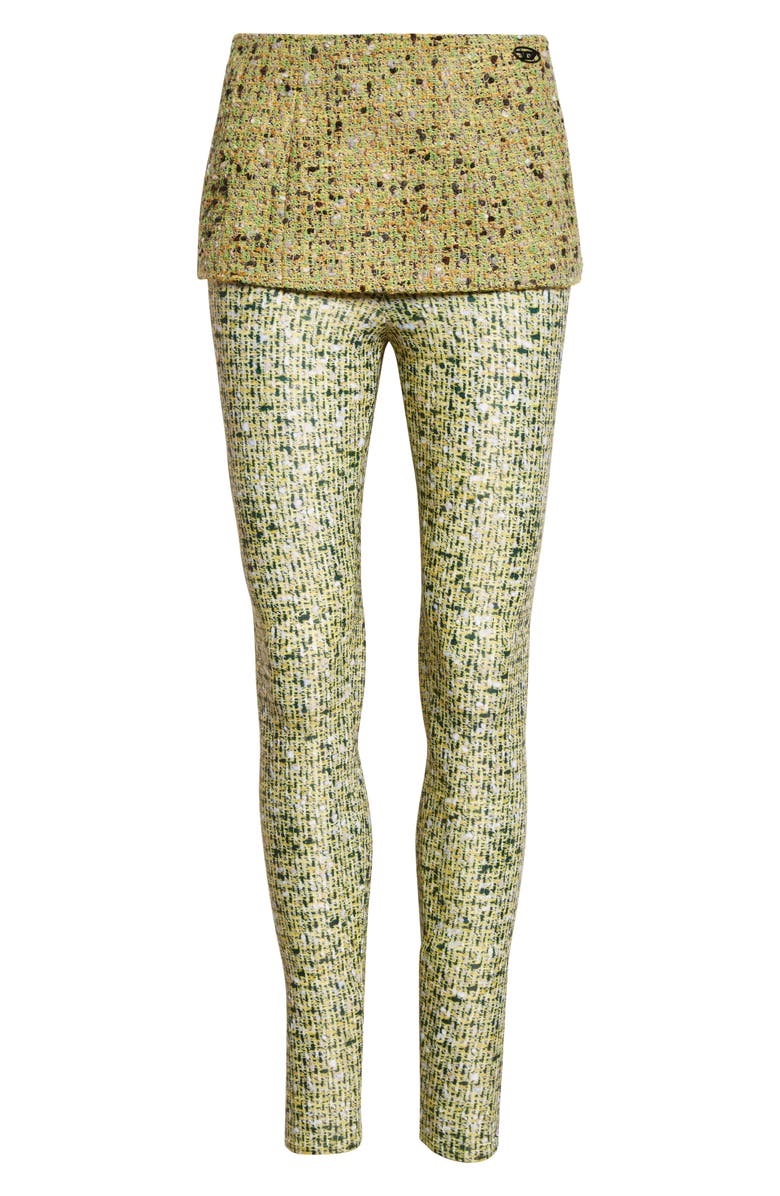 DIESEL<sup>®</sup> P-Hour Bouclé Skirt with Trompe l'Oeil Leggings, Alternate, color, Fern