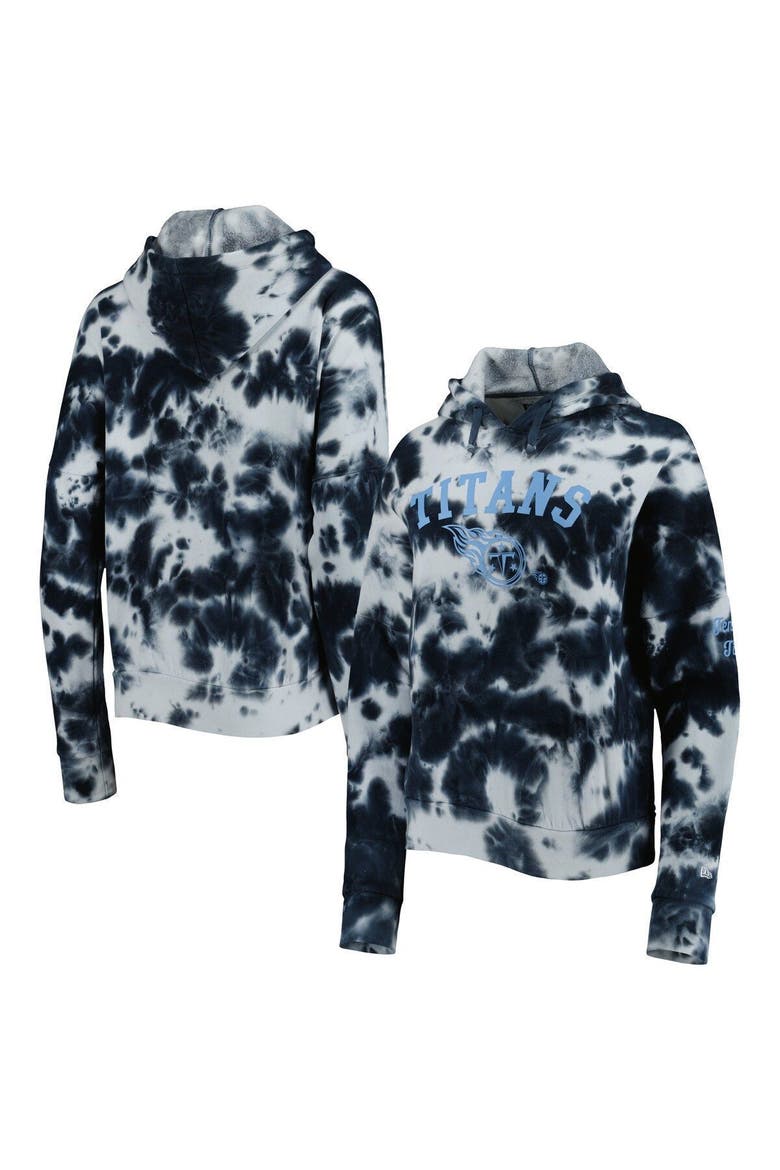 Women's New Era Navy Tennessee Titans Cloud Dye Fleece Pullover Hoodie, Main, color, Navy