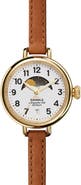 Shinola The Birdy Moon Phase Leather Strap Watch, 34mm