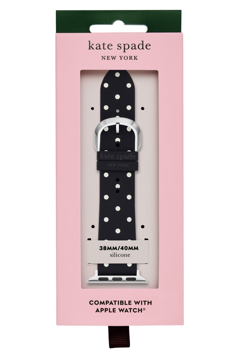 dot print 20mm silicone Apple Watch® band, Alternate, color, BLACK