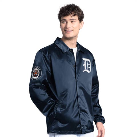 Men's Starter  Navy Detroit Tigers Cooperstown Collection Point Man Full-Snap Coaches Jacket
