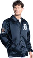 STARTER Men's Starter  Navy Detroit Tigers Cooperstown Collection Point Man Full-Snap Coaches Jacket