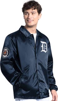 STARTER Men's Starter  Navy Detroit Tigers Cooperstown Collection Point Man Full-Snap Coaches Jacket