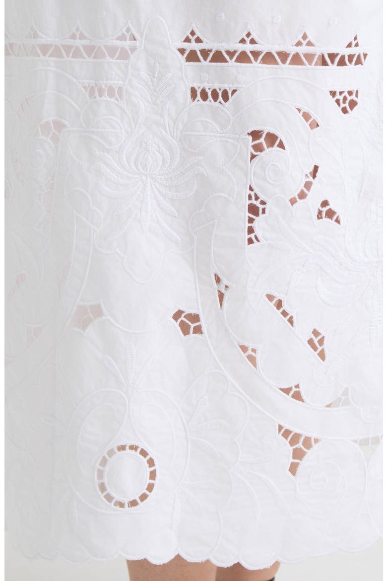 Cotton Poplin Eyelet Midi Skirt, Alternate, color, WHITE