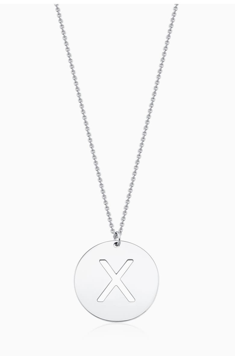 Oradina Say My Name Initial Pendant Necklace in Sterling Silver, Main, color, Letter X, Silver
